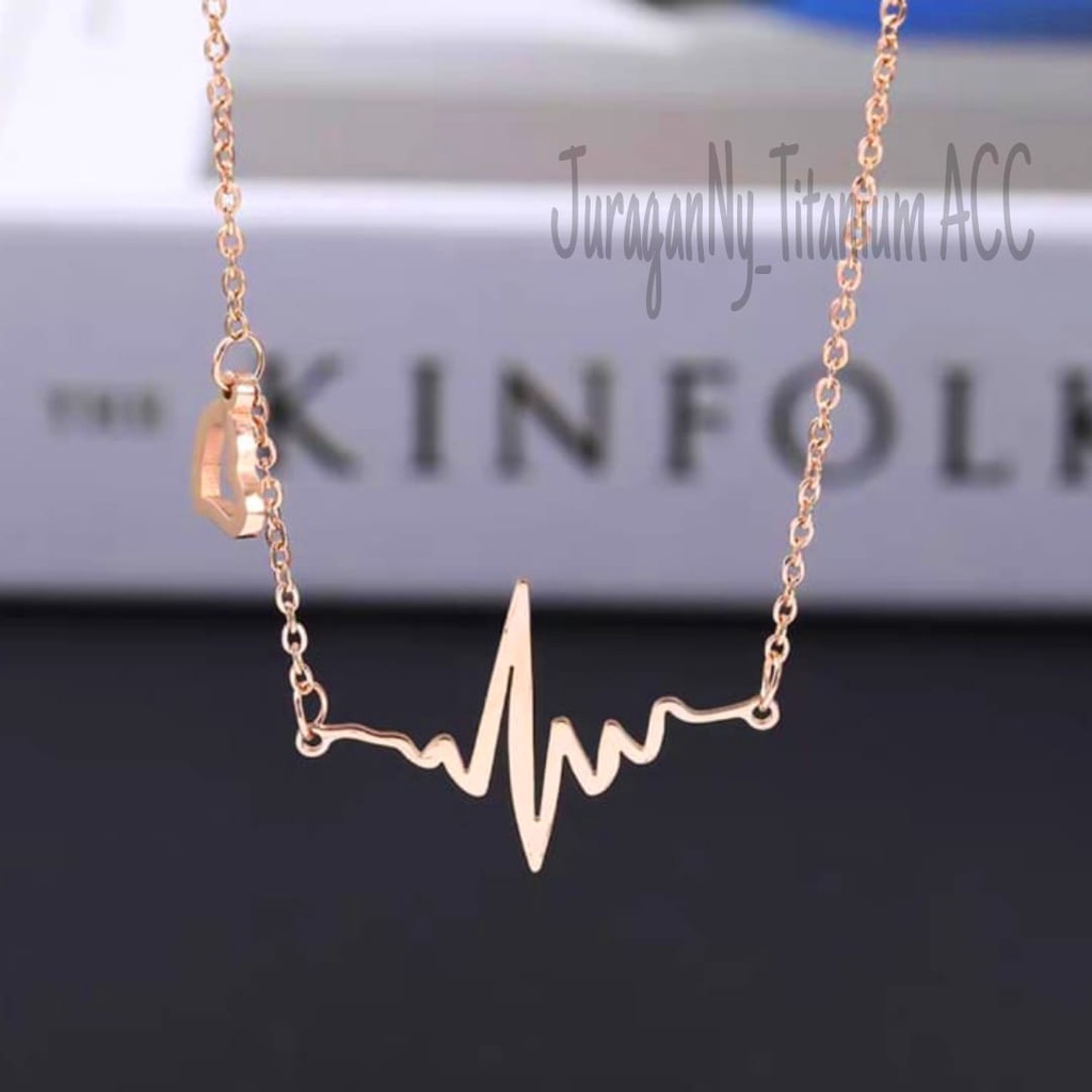 KALUNG TITANIUM DESAIN HATI MEWAH ANTI KARAT&amp;ANTI LUNTUR