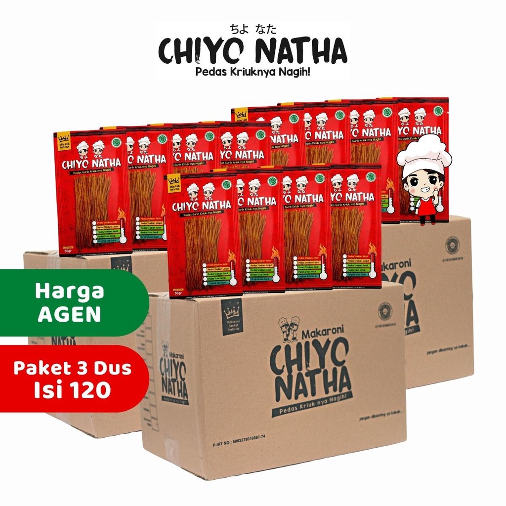 

Paket 3 Dus (isi 120) Mie Lidi Chiyo Natha 55g Makanan Ringan Cemilan Pedas Kriuk