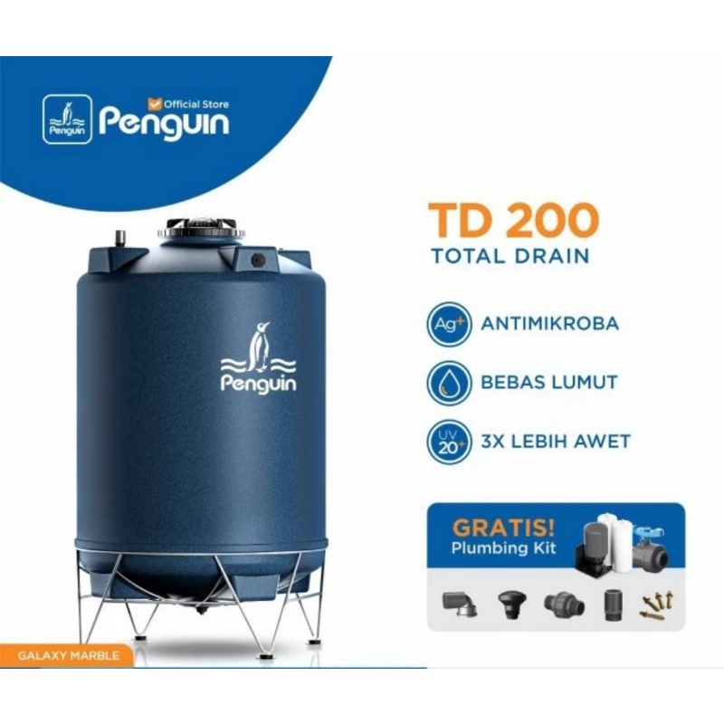 Tangki Air Polyethylene Penguin @ TD-200/2000 ltr Khusus Medan Free Ongkir