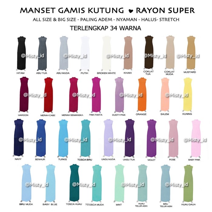 Gamis Jumbo Murah MANSET GAMIS - INNER KAFTAN KUTUNG / TANPA LENGAN (ALL SIZE) Berkualitas Termurah 