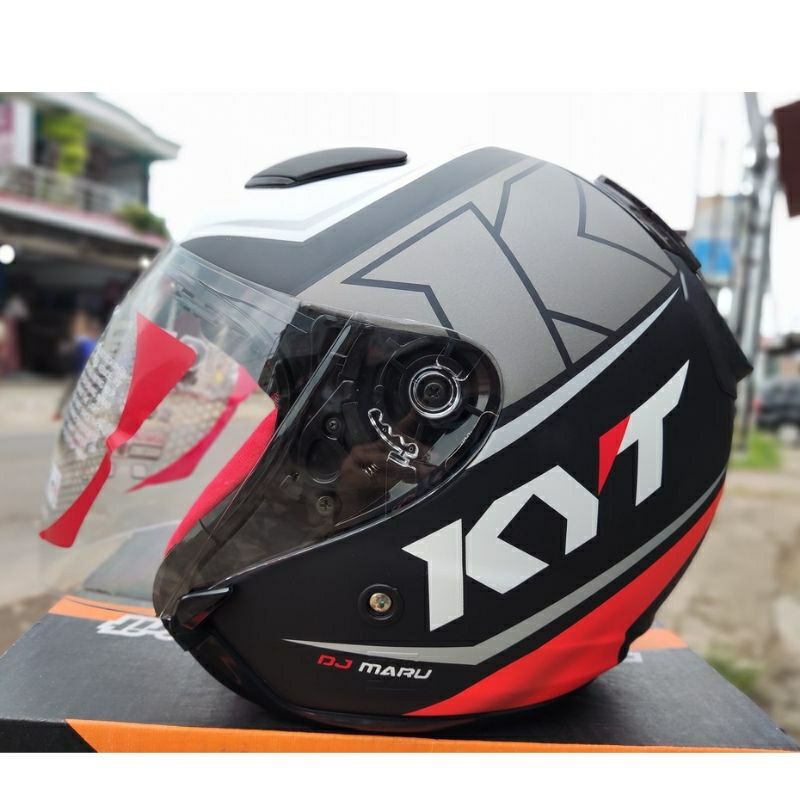 Jual HELM KYT DJ MARU 17 MATT BLACK RED ORIGINAL FULL BOX 2KG Shopee