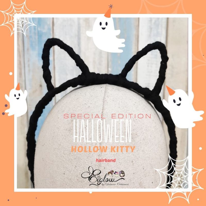 Bando kucing hitam hollow kitty hairband cat woman hairband bando Halloween party cosplay bando unik
