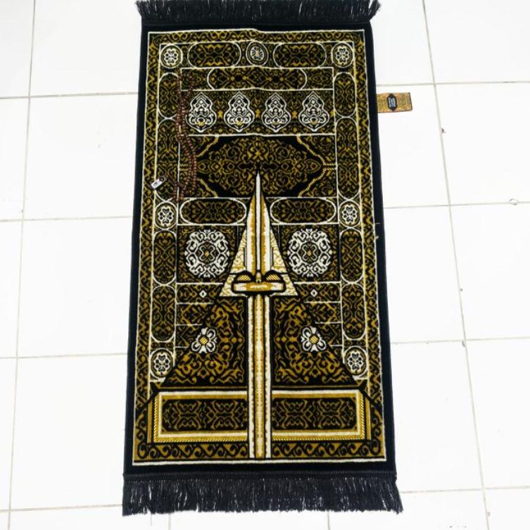 Sajadah Turki Hitam Motif Kiswah Ukuran Sedang Murah {SLK.22Oc22c}