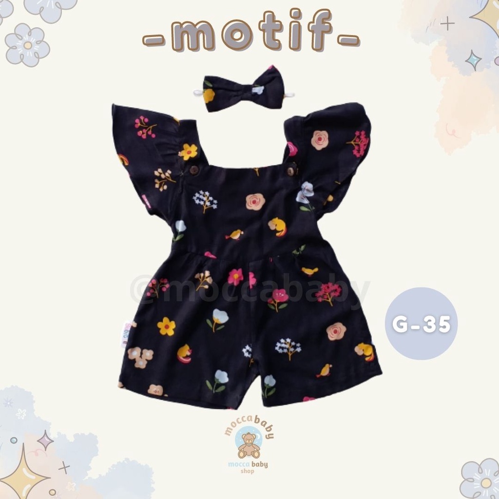 MBSS - BBB JUMPSUIT LAURA setelan anak perempuan jumper bayi motif bunga lucu free headband