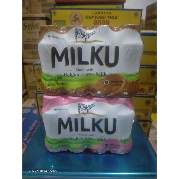 per karton, susu milku 200ml, isi 12botol.