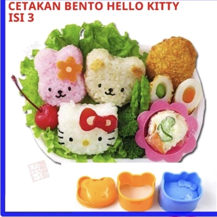 READY ! Cetakan Bento Nasi 3 in 1 Melody Bear Karakter Bekal Anak Lucu