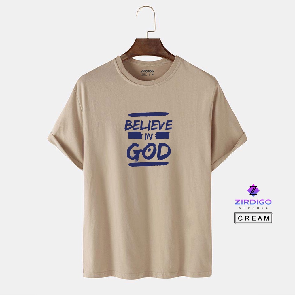 COD Baju Kaos Distro Believe in god Text navy Lengan Pendek Premium Quality Printing Kaos Murah Kaos Gambar Terlaris