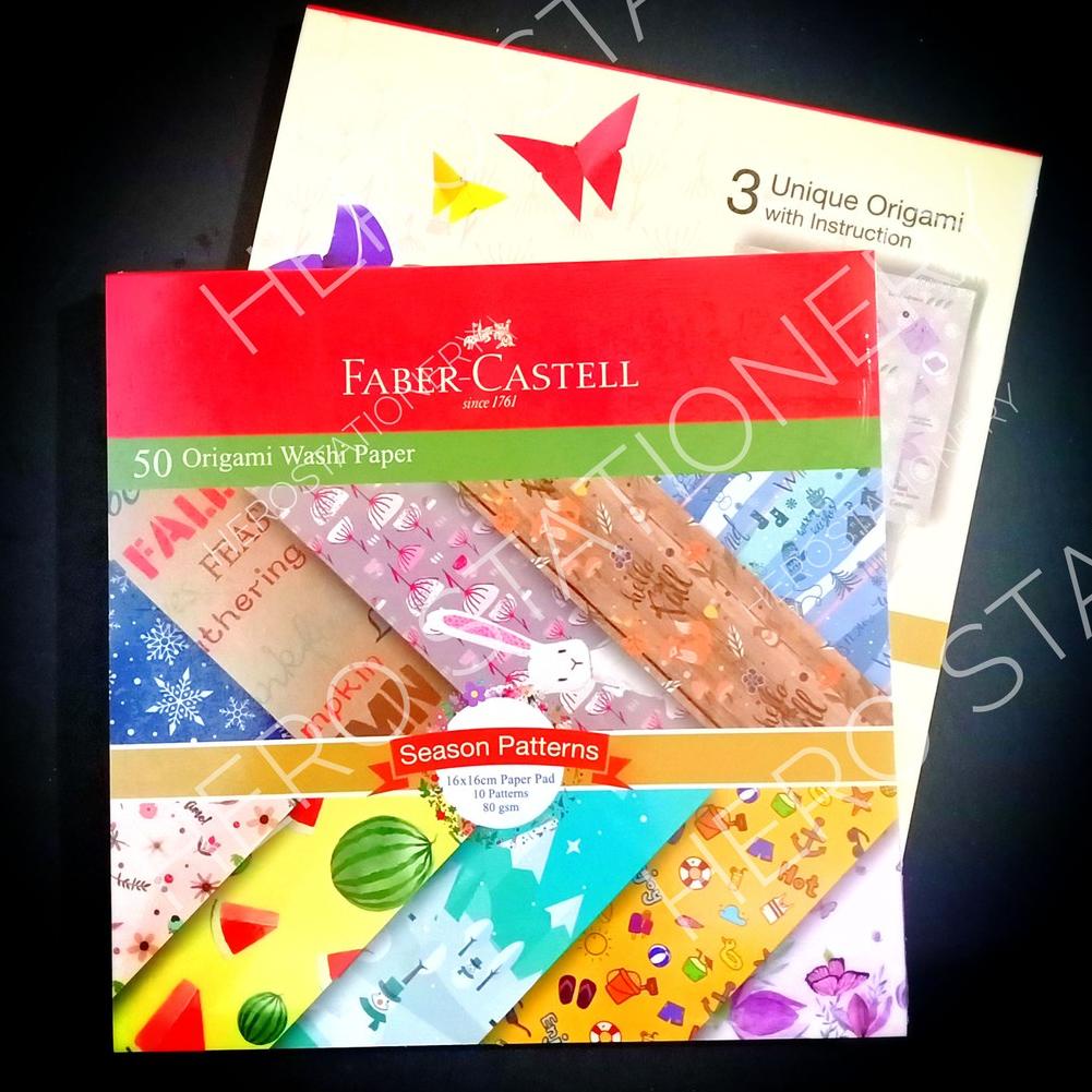 

[KODE A8VR7] Faber-castell washipaper kertas origami paper season patterns 10 motif 50 lembar