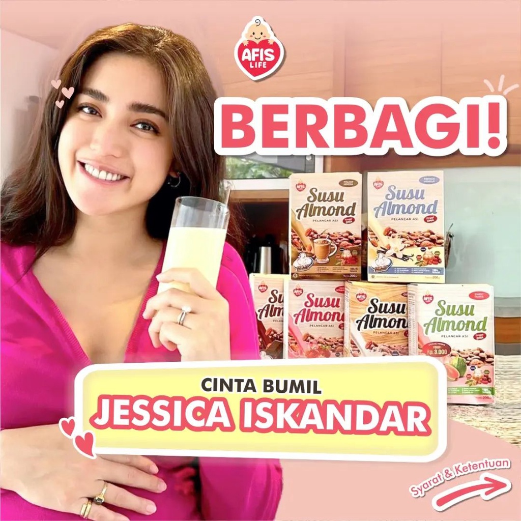 Afis life Susu Almond Pelancar Asi Booster Ibu menyusui 200 gr untuk perkembangan bayi optimal