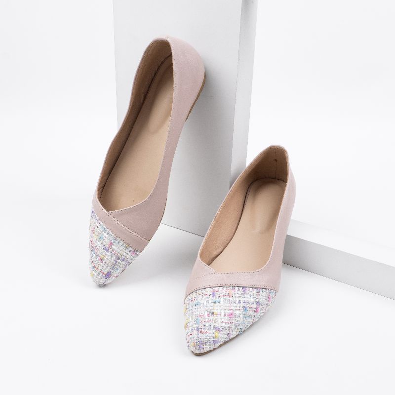 Sepatu sandal wanita Flat Shoes mules-BELLE PINK 001