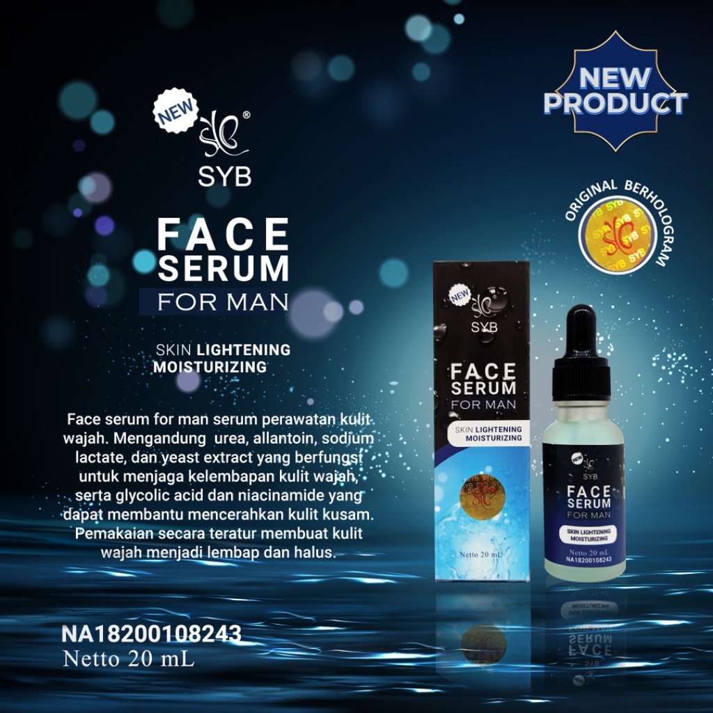 [ BPOM ] New SYB Face Serum For Man Original - Pelembab dan Mencerahkan Kulit Kusam