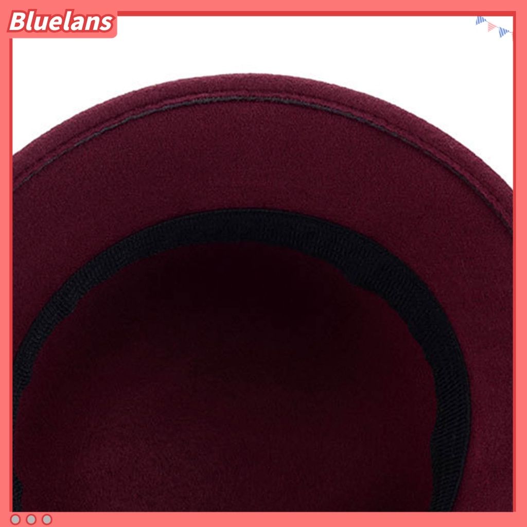 Bluelans Topi Bowler Wanita Bahan Wol Imitasi Gaya Inggris Vintage Untuk Musim Gugur