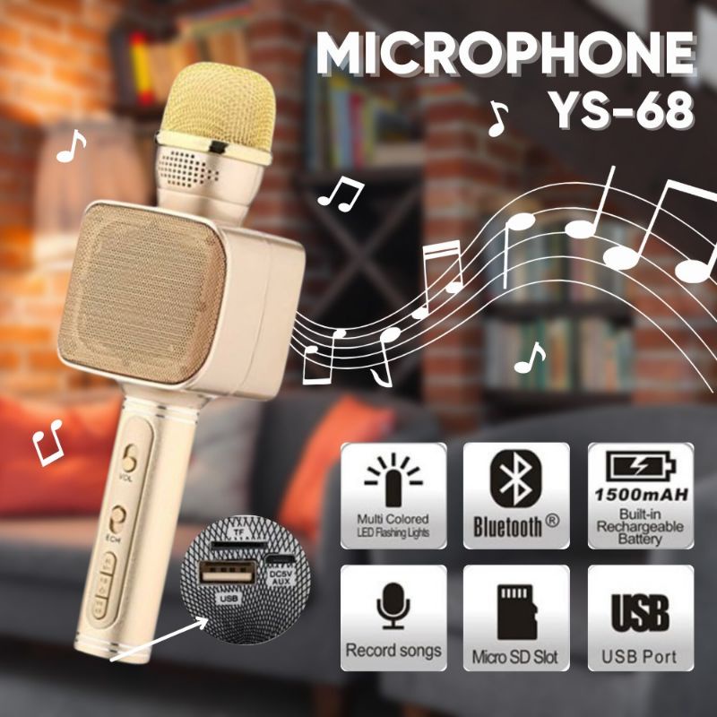 MIC KARAOKE YS68 WIRELESS PORTABLE ORIGINAL