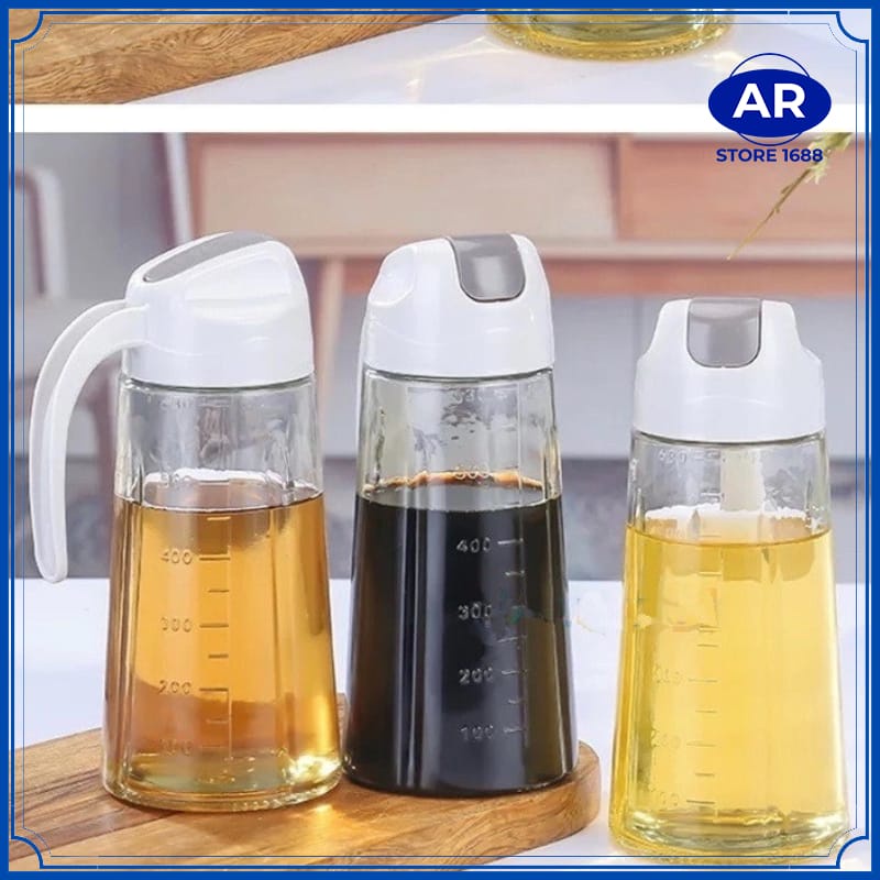 AR-Botol kaca / tempat minyak goreng &amp; kecap multi fungsi anti tumpah 630ml