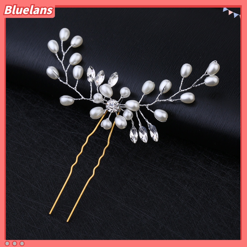 Bluelans Jepit Rambut Aksen Mutiara Berlian Imitasi Untuk Wanita