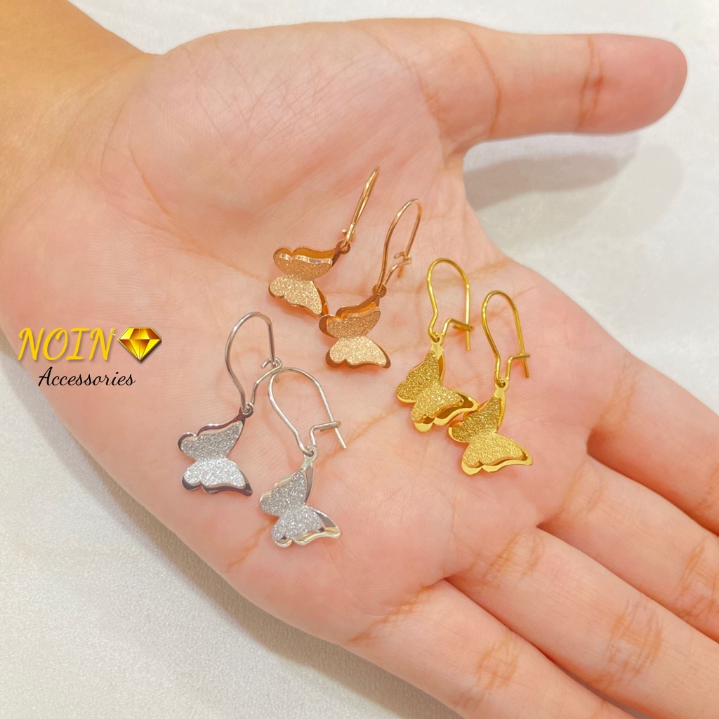 Anting Korea Wanita Titanium Anti Karat Kupu Kupu Earing Aksesoris Fashion Murah