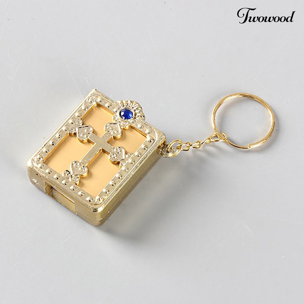 Twowood Gantungan Kunci Alkitab Mini Aksen Berlian Imitasi Untuk Aksesoris Tas