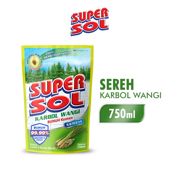 Supersol Pembersih Lantai Karbol Sereh Pouch 750 ml