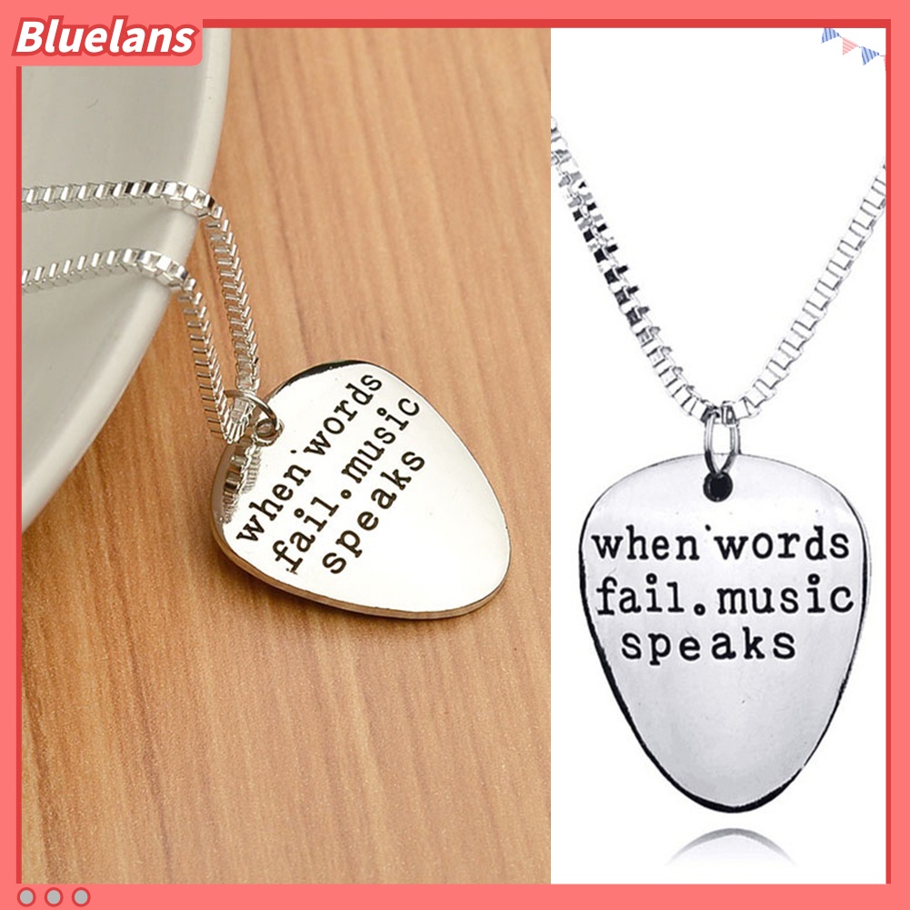 Bluelans Men Women When Words Fail Music Speaks Guitar Pick Pendant Necklace Jewelry