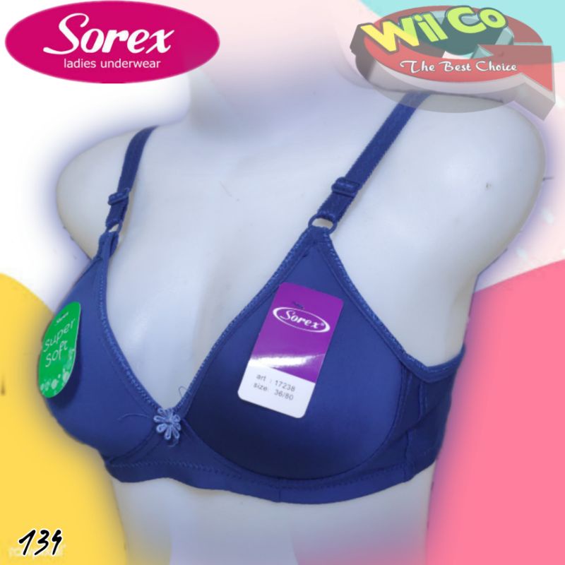 K134 - BRA WANITA SOREX BRA BUSA TANPA KAWAT CUP A/B SIZE 34-40 DUA KAIT