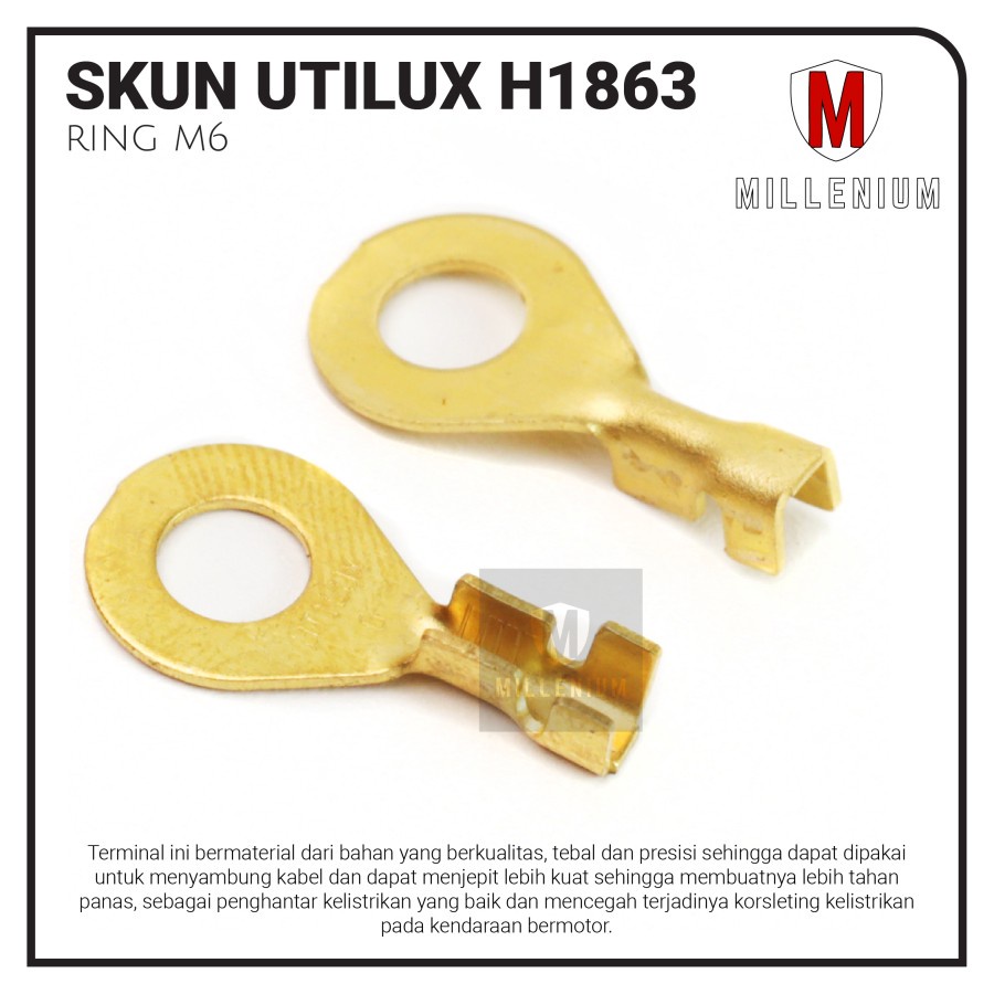 TERMINAL SKUN UTILUX RING GEPENG UKURAN BAUT 10 M6 DIAMETER 6MM H1863 ORIGINAL