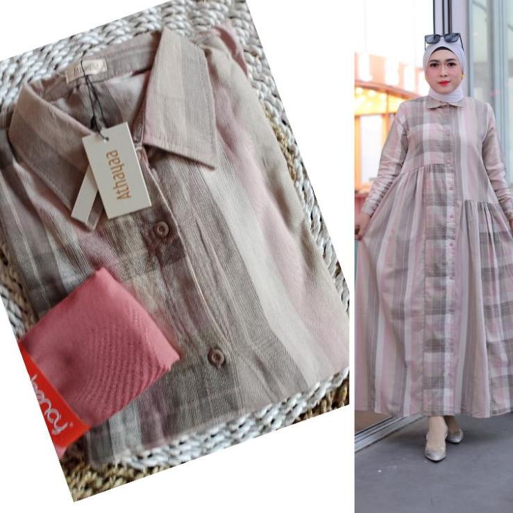 Booming DRESS GAMIS TRISET ATHAYAA TERBARU - Katun Triset Blouse Katun Premium Tunik Gamis Wanita te