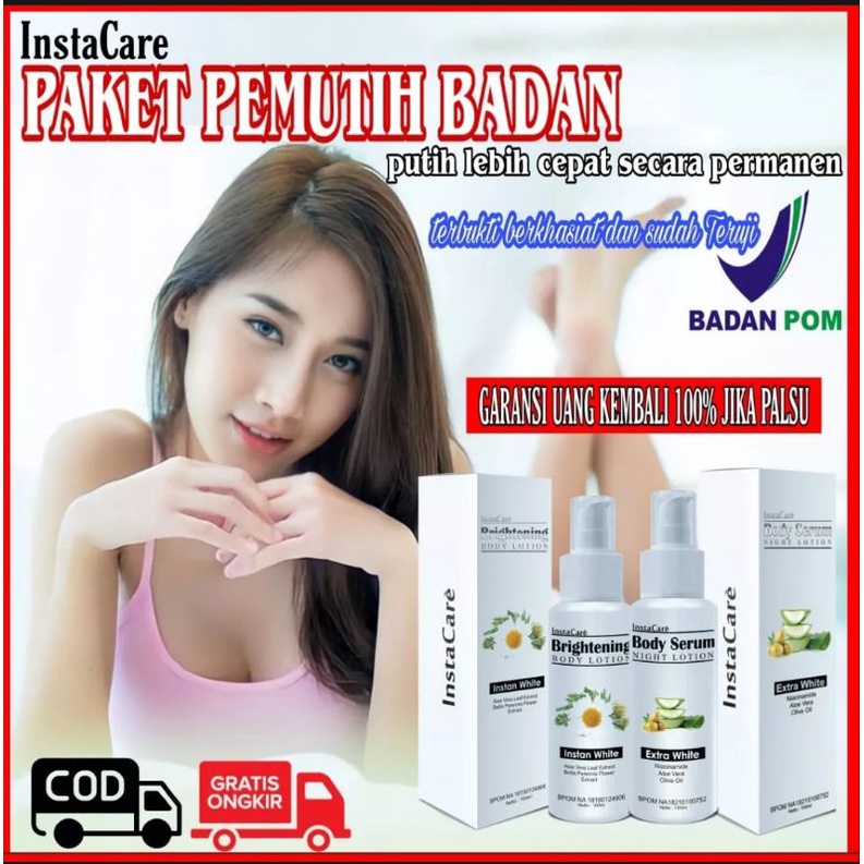 Hb dosting paket lotion siang malam Instacare Bpom Ori pemutih kulit seluruh tubuh handbody pencerah