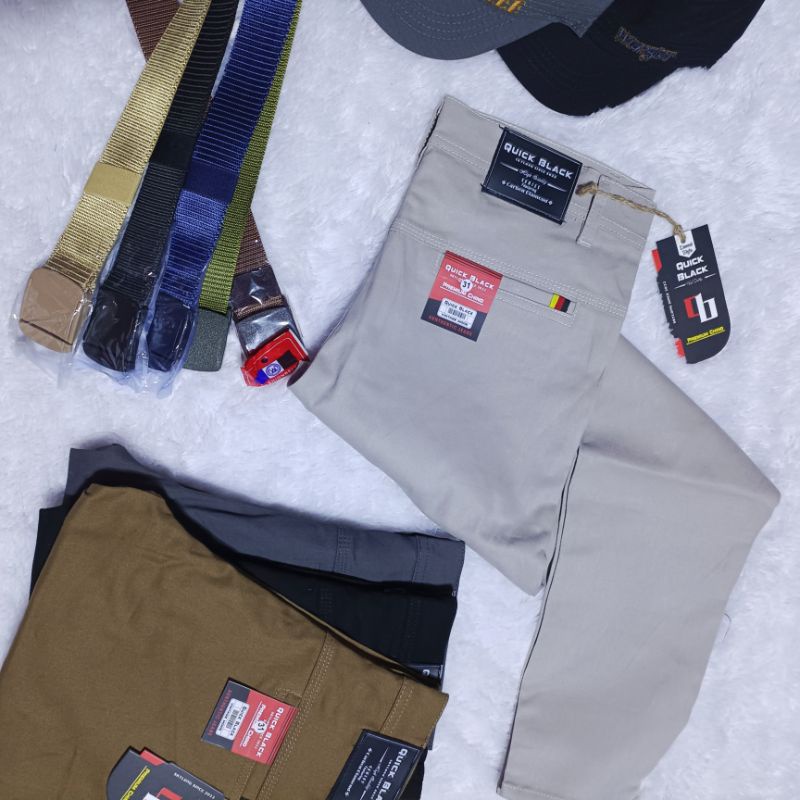 Celana Chino Panjang Pria Chinos Jumbo Slimfit Premium Distro Quick Black