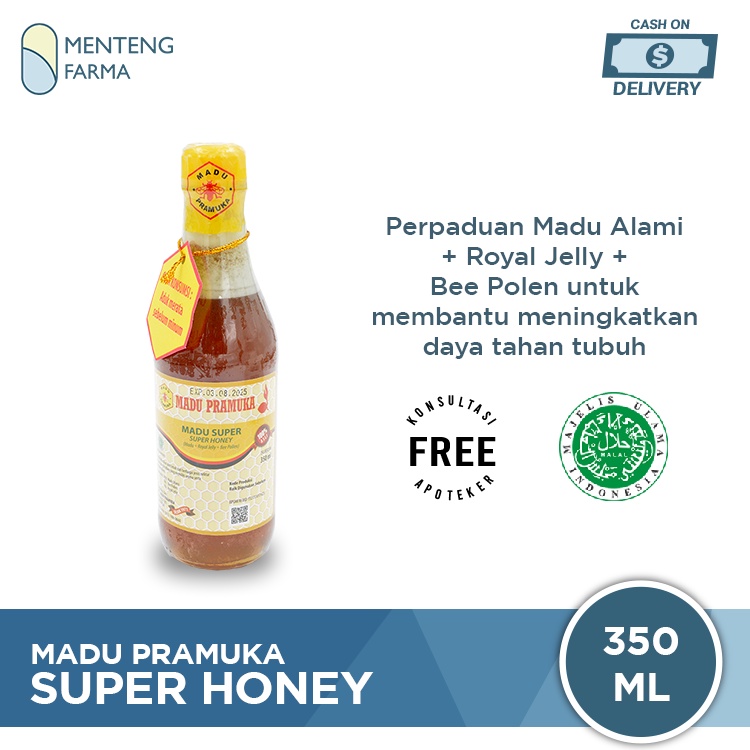 Madu Pramuka Super 350 mL - Madu Alami + Bee Pollen + Royal Jelly