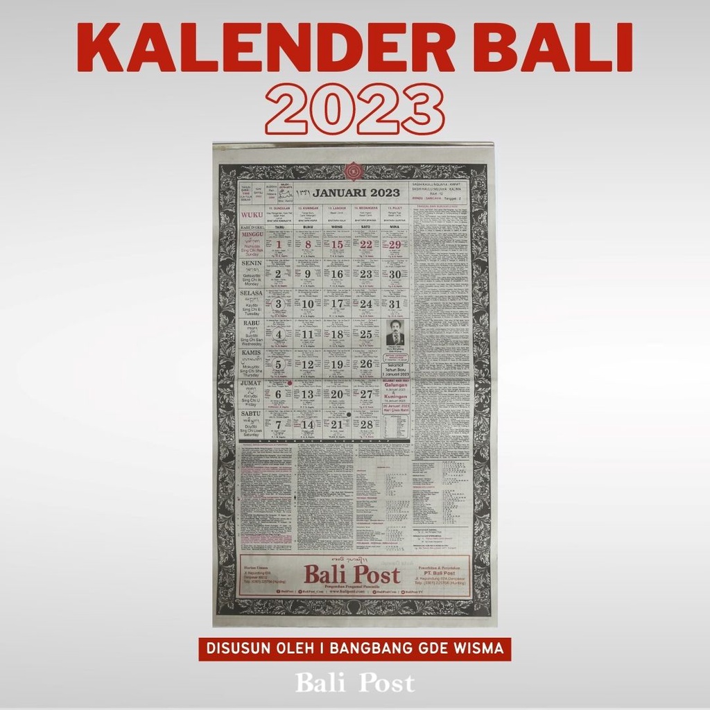 Jual Kalender Bali 2023 I Bangbang Gde Wisma Kalender Bali Dinding Shopee Indonesia 7335