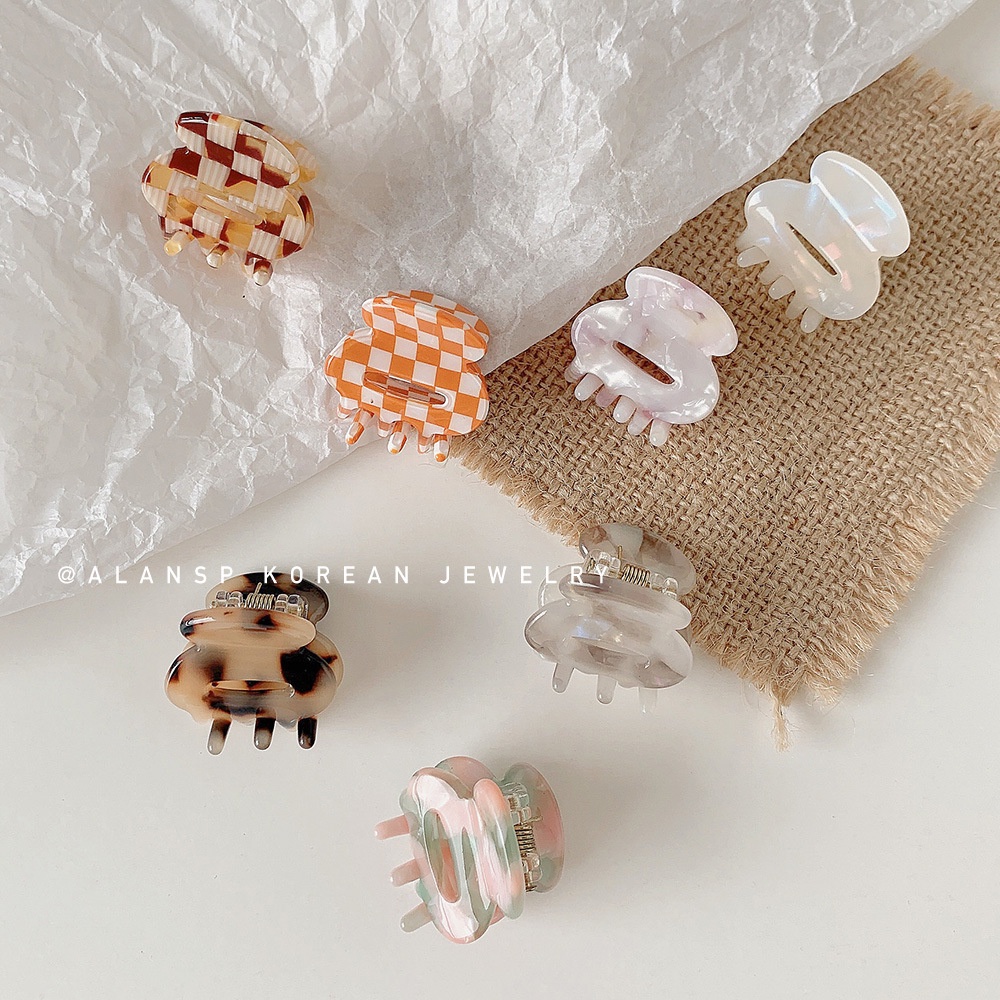 LEOPARD MARBLE PATTERN PONYTAIL SMALL HAIRCLIP HAIR CLAW CLIP JEPIT JEPITAN RAMBUT PONI KOREA KOREAN STYLE MINI KECIL CUTE MACAN TUTUL MOTIF WARNA WARNI RETRO LUCU