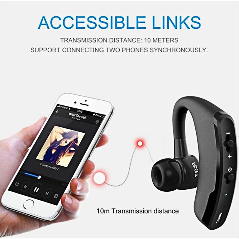 (COD) V9 Bluetooth Earphone 8D Bass Wireless Headset 5.0 Single Business Sport Headphone with Mic