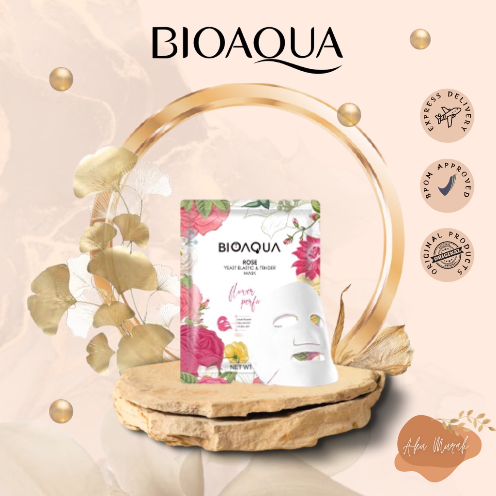 ✨ AKU MURAH ✨BIOAQUA ''Rose Yeast Elastic &amp; Tender'' Sheet Mask Masker Wajah Flowers