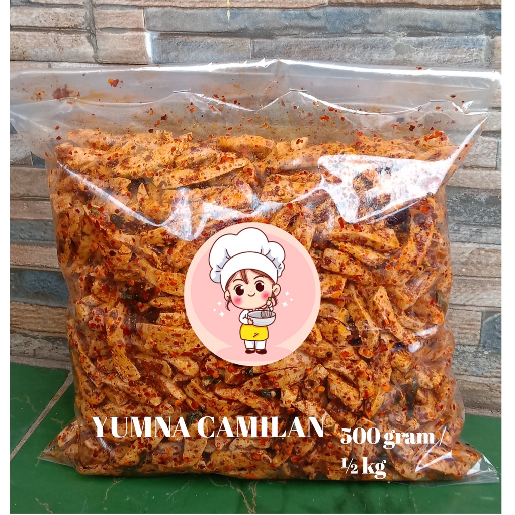 

(COD)Basreng Pedas Viral Extra pedas daun jeruk isi 500 gram