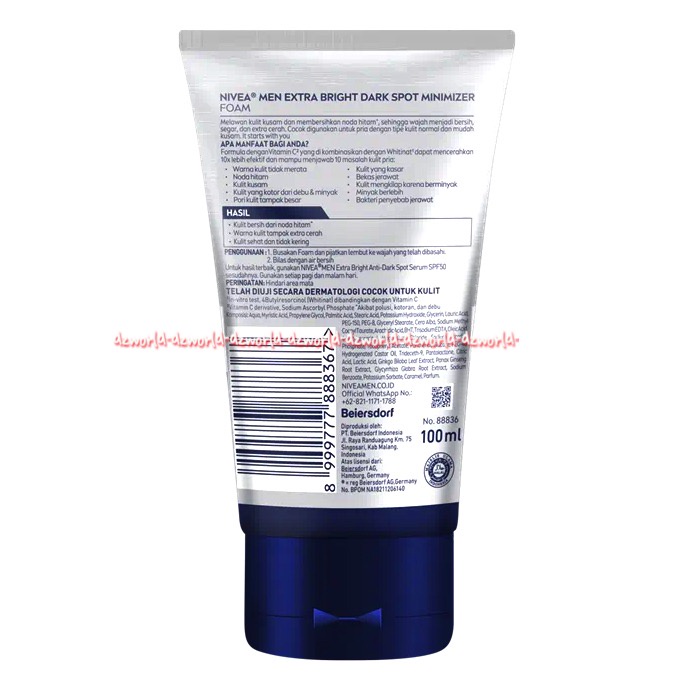 Nivea Men Extra Bright 100ml Dark Spot Minimizer Foam Active Vitamin C Sabun Muka Pria Pembersih Wajah Laki Laki Cowok Membersihkan Noda Hitan