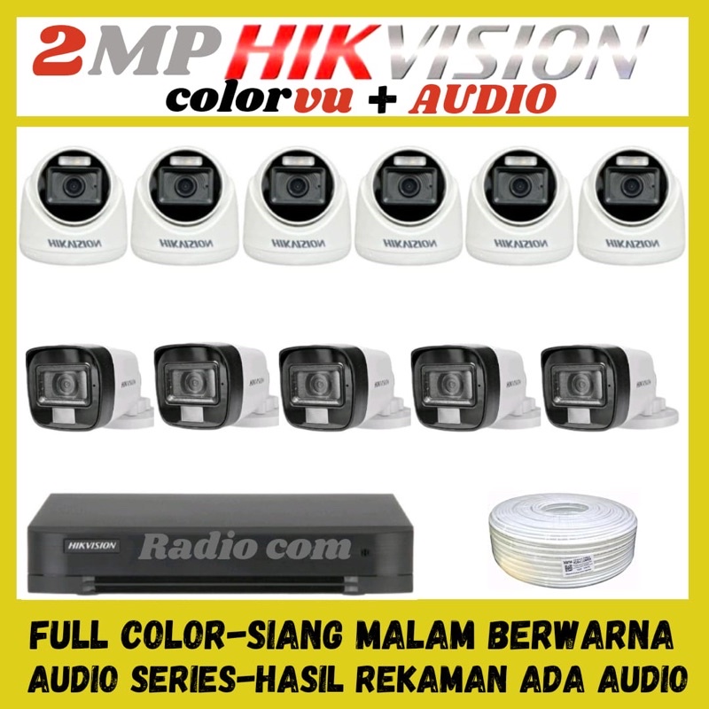 PAKET CCTV HIKVISION COLORVU 2MP 16 CHANNEL 11  KAMERA AUDIO SERIES FULL COLOR