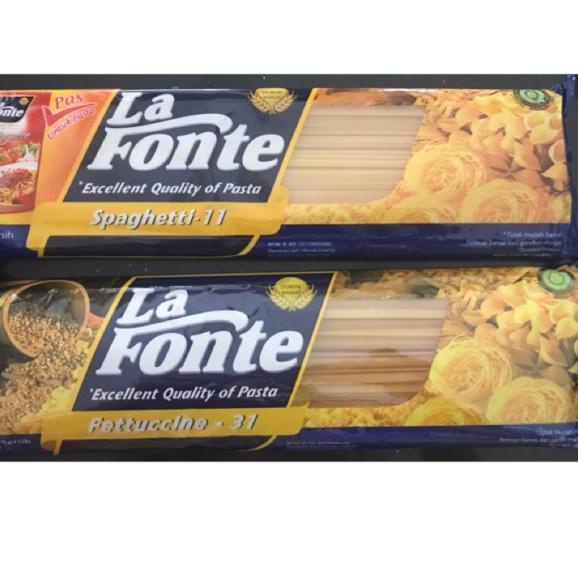 

Untung maksimal--La fonte pasta 450gr (spagetti & fettuccine)