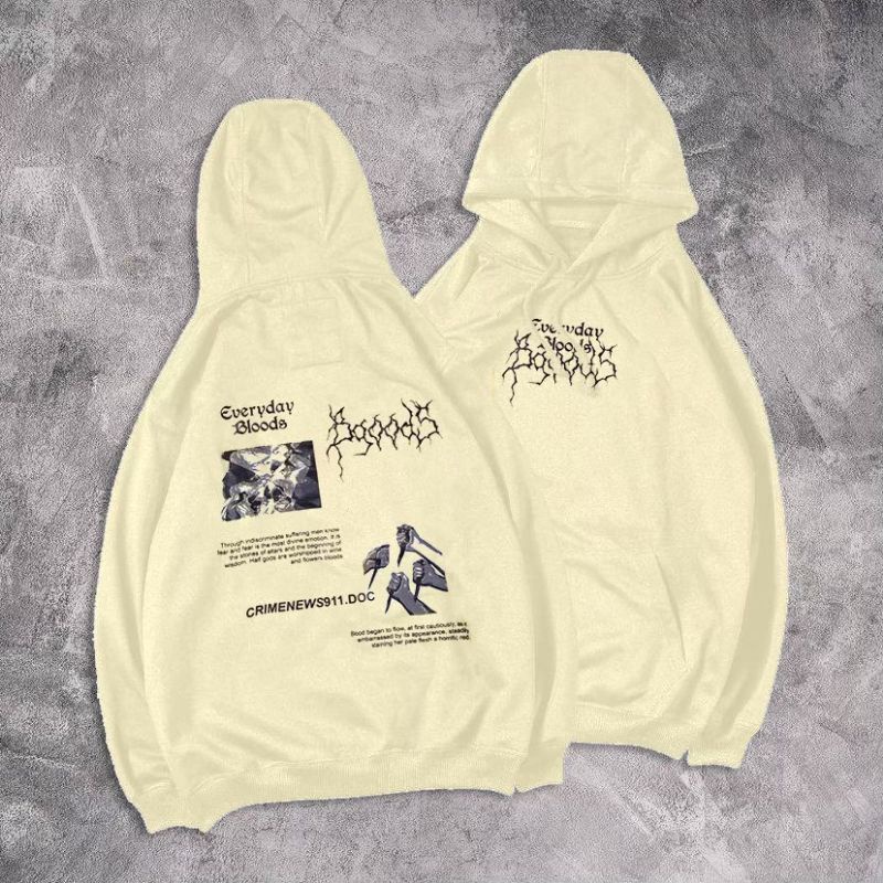 (Best Seller) Switer Hoodie Cream Pria Keren Jaket Hodie Jumper Warna Crem Motif Fullprint Sweater Hudie Cowok Distro Krem