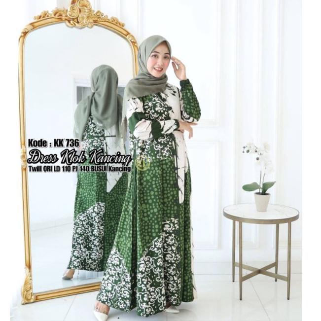 {PDG.18Oc22ĸ} Gamis Twill Ori -ELZHAF- Kancing (Size M XL Jumbo)