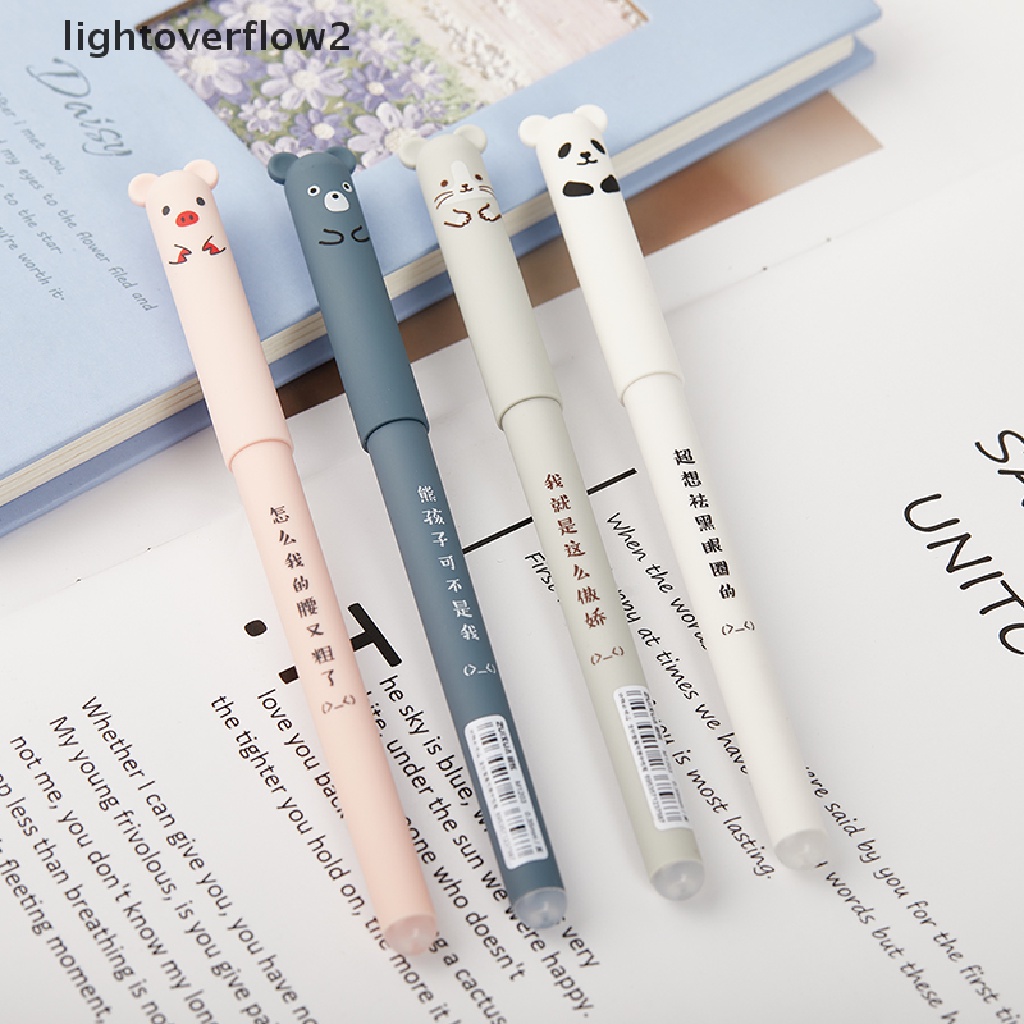 (lightoverflow2) 4pcs Pulpen 0.35mm Bisa Dihapus Gambar Kartun Panda