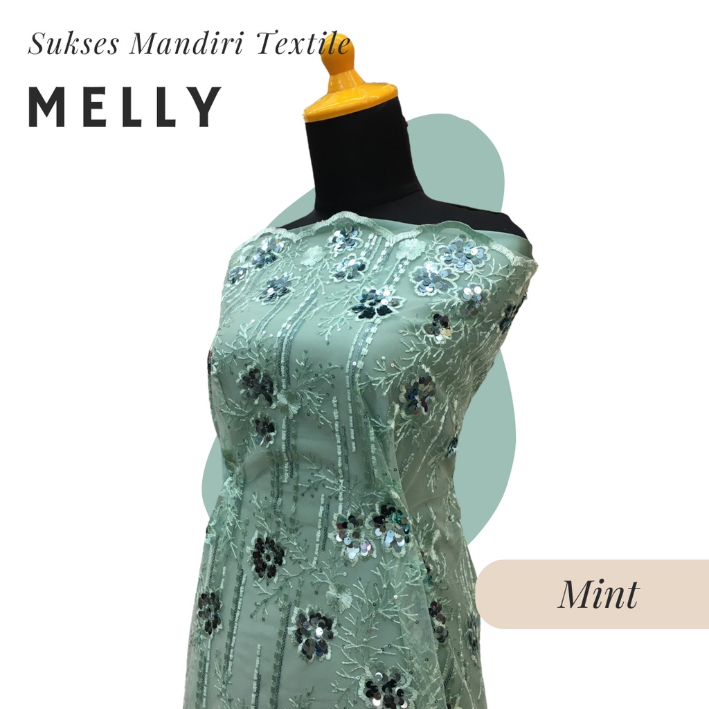 [MELLY] Brokat Brukat Tile Premium Mewah Warna Tosca Mint Toska | Harga ½ meter = 50 cm (Bahan Dress