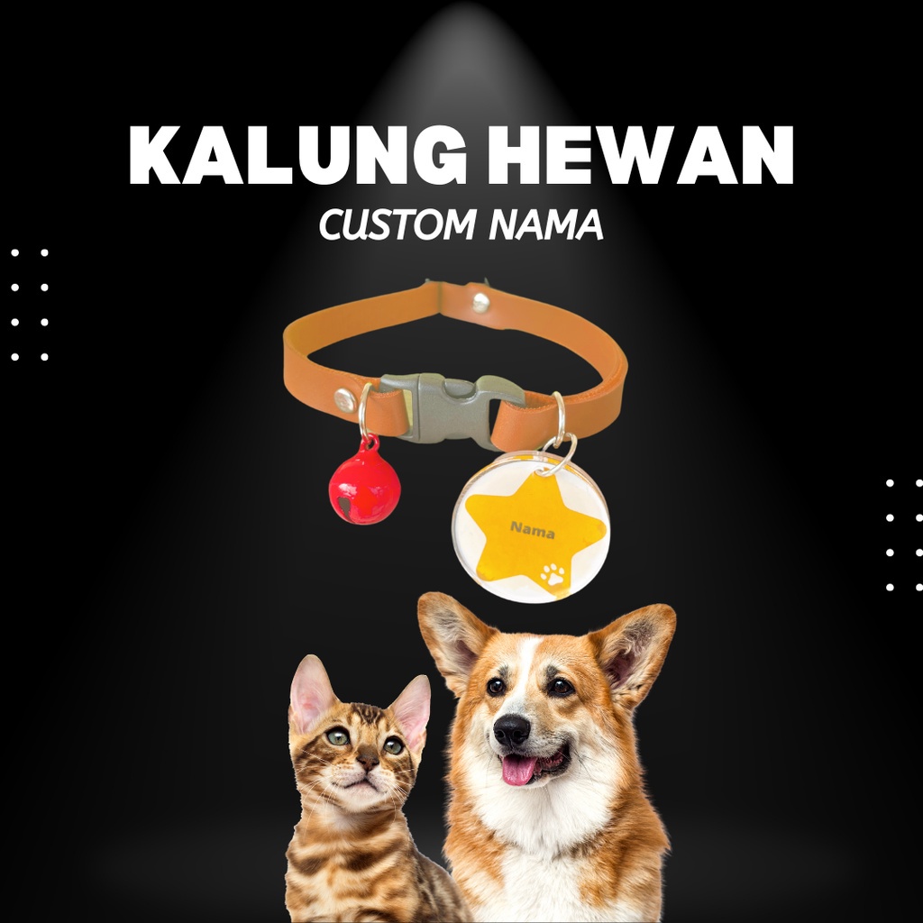 KH05 Kalung Custom Nama Pet Peliharaan Hewan Piaraan Anjing Kucing Hamster Adjustable Dapat Disesuaikan PGM
