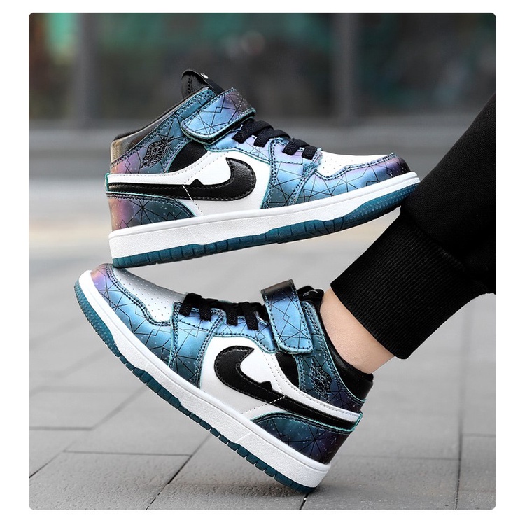 -Ramadha Sale- SH21140N Sepatu Sneakers Anak Semi Boots Abu dan Biru Anak Laki-laki dan Perempuan