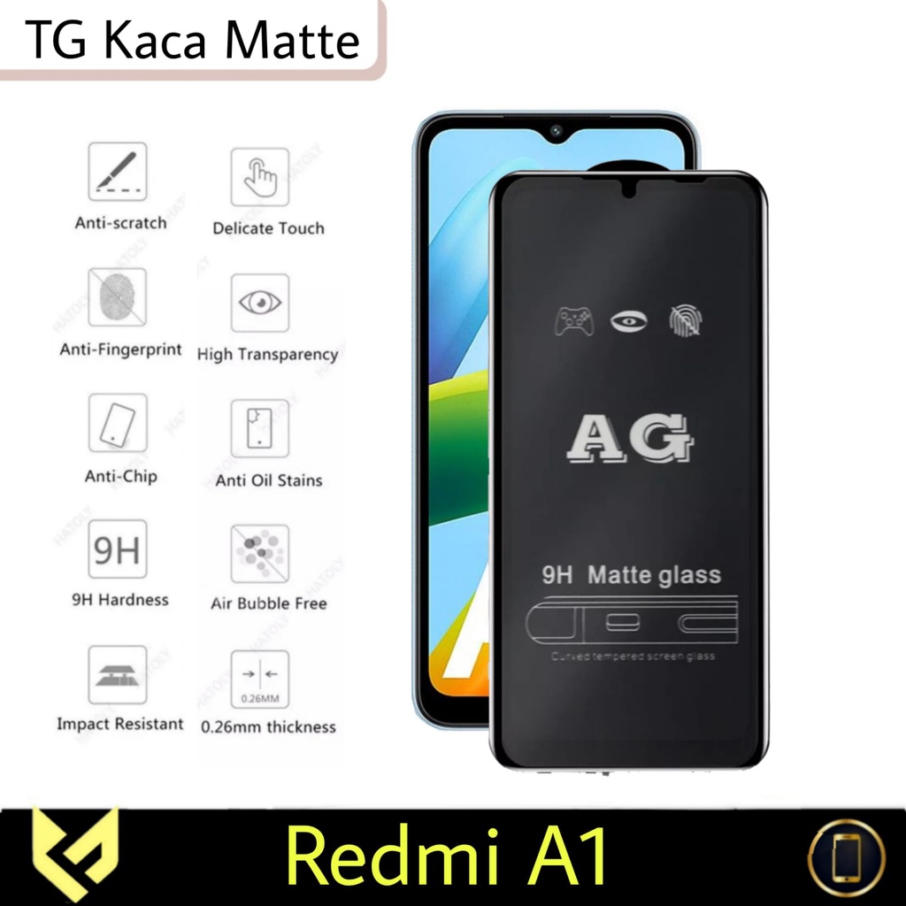 Paket 3 in 1 Case REDMI A1 2022 / REDMI A2 Softcase Black Matte + Tempered Glass Free Garskin Carbon REDMI A1 2022