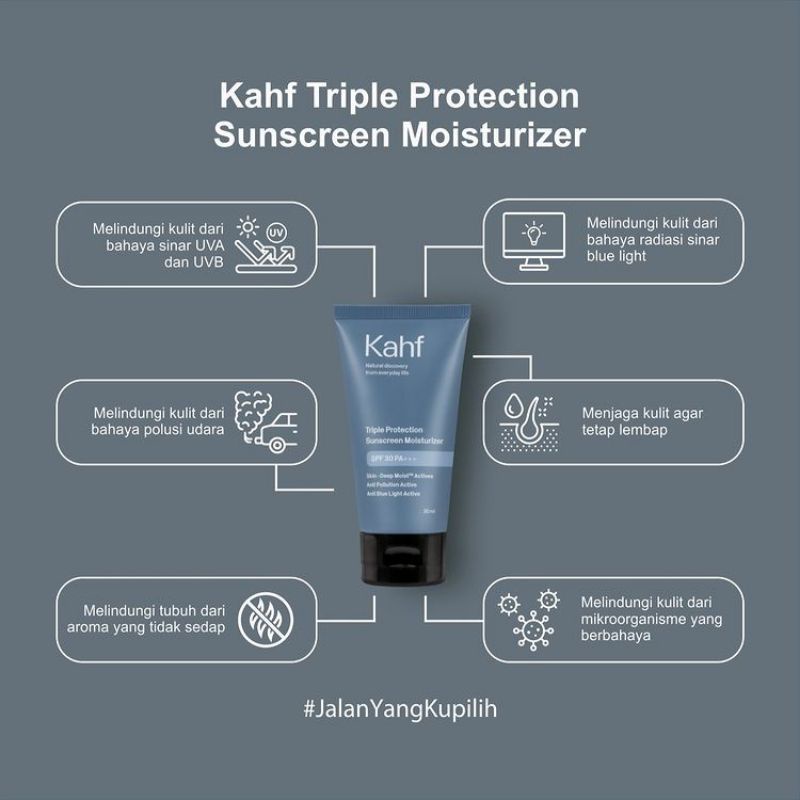 KAHF Triple Protection Sunscreen Moisturizer SPF30 PA+++ 30ml