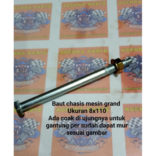 Baut chasis mesin grand supra Ukuran 8x110+mur