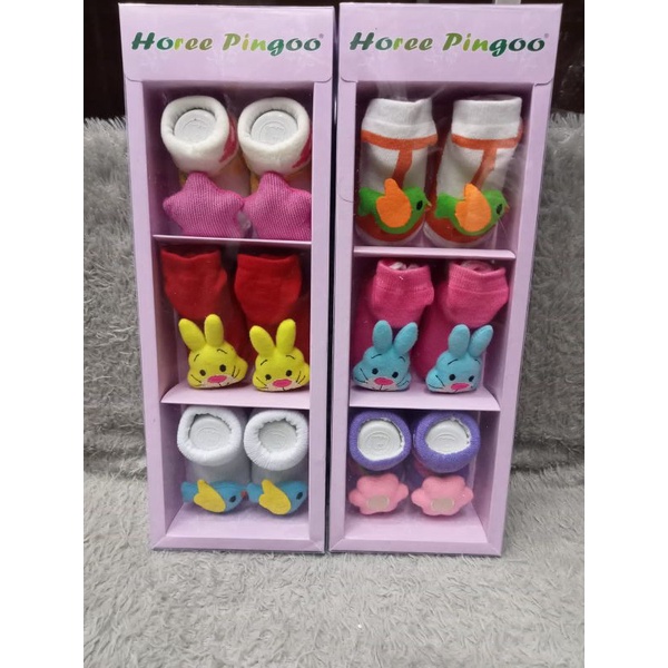 Horee Pingoo Kaos Kaki Boneka Isi 3 &amp; Isi 4 (0-12Bulan) Boy &amp; Girl