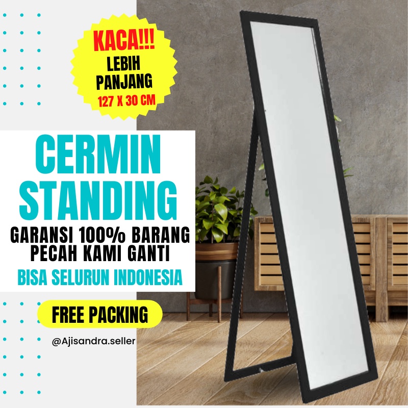 Kaca Cermin Full Body Aesthetic Cermin Standing Mirror Dinding Minimalis Rias UK.127 X 30 CM Room Decor Termurah