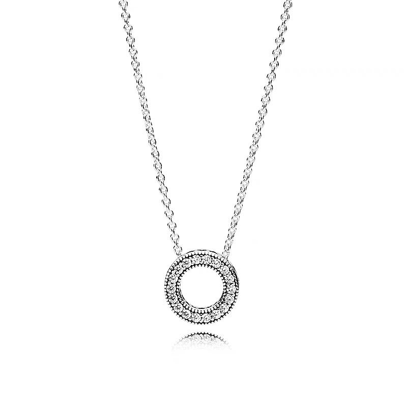 Pandora Kalung 925 Silver Cubic Zirconia Berlian Bulat Untuk Wanita