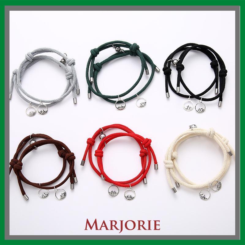 2 pcs gelang magnet/1 Pasang Gelang Couple Magnet Gelang Tali Couple Magnet Attract persahabatan Tangan Wanita Bracelets hitam/Adjustable Braid Rope BraceletS-MJD